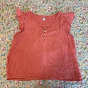 GAP Coral Gauze Short Sleeve Women’s Top